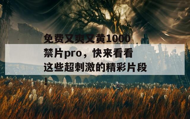 免费又爽又黄1000禁片pro，快来看看这些超刺激的精彩片段！