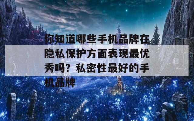 你知道哪些手机品牌在隐私保护方面表现最优秀吗？私密性最好的手机品牌