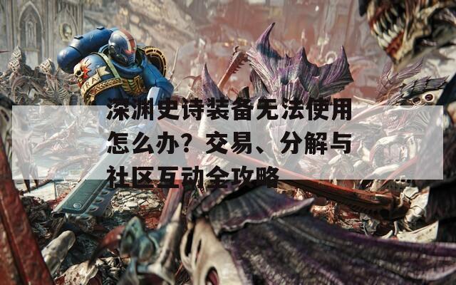 深渊史诗装备无法使用怎么办？交易、分解与社区互动全攻略