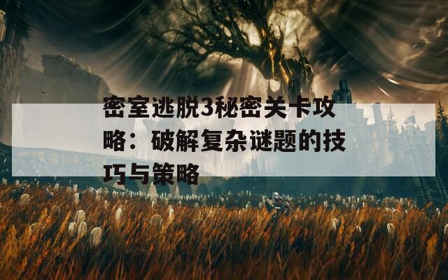 密室逃脱3秘密关卡攻略：破解复杂谜题的技巧与策略