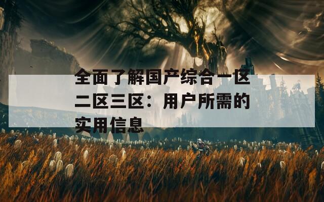 全面了解国产综合一区二区三区：用户所需的实用信息