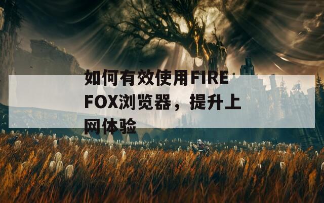 如何有效使用FIREFOX浏览器，提升上网体验