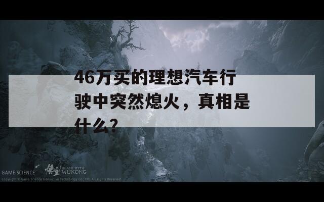 46万买的理想汽车行驶中突然熄火，真相是什么？
