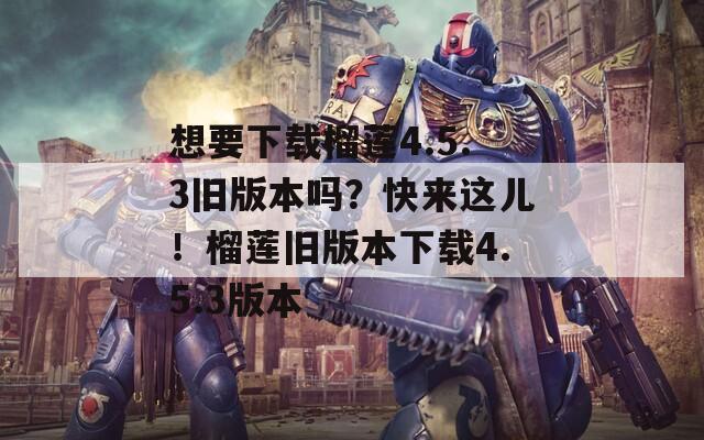 想要下载榴莲4.5.3旧版本吗？快来这儿！榴莲旧版本下载4.5.3版本