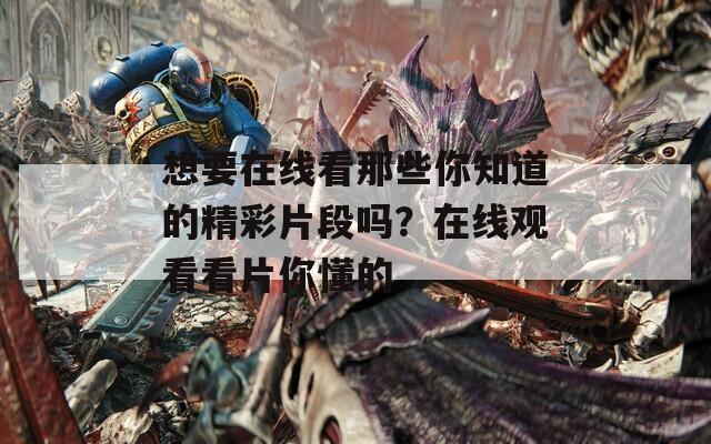 想要在线看那些你知道的精彩片段吗？在线观看看片你懂的
