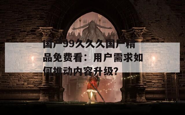 国产99久久久国产精品免费看：用户需求如何推动内容升级？
