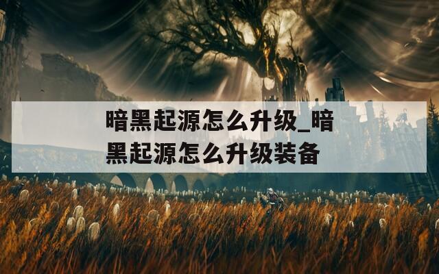 暗黑起源怎么升级_暗黑起源怎么升级装备