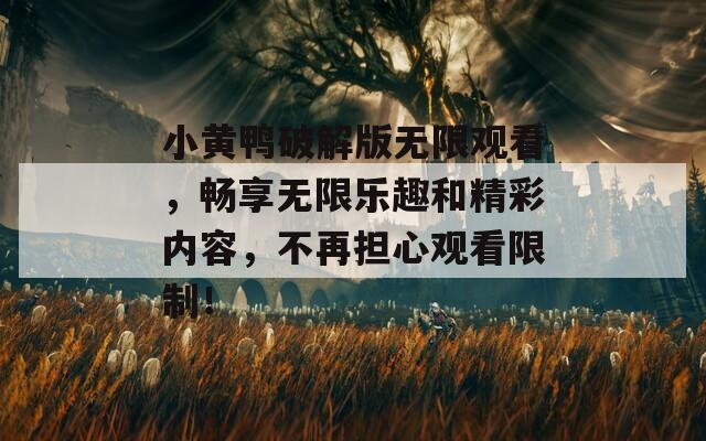 小黄鸭破解版无限观看，畅享无限乐趣和精彩内容，不再担心观看限制！