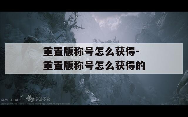 重置版称号怎么获得-重置版称号怎么获得的