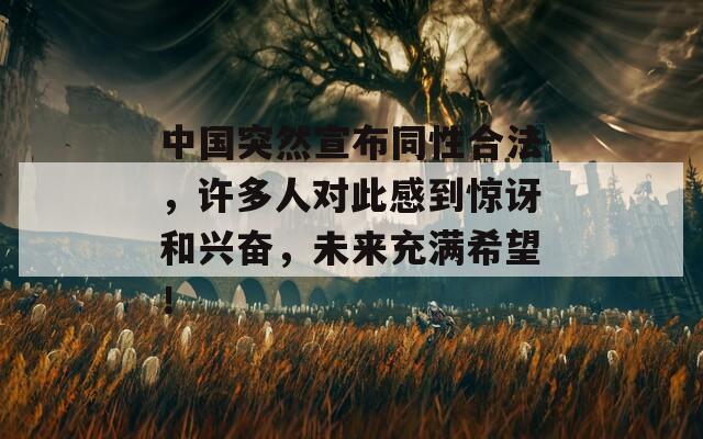 中国突然宣布同性合法，许多人对此感到惊讶和兴奋，未来充满希望！