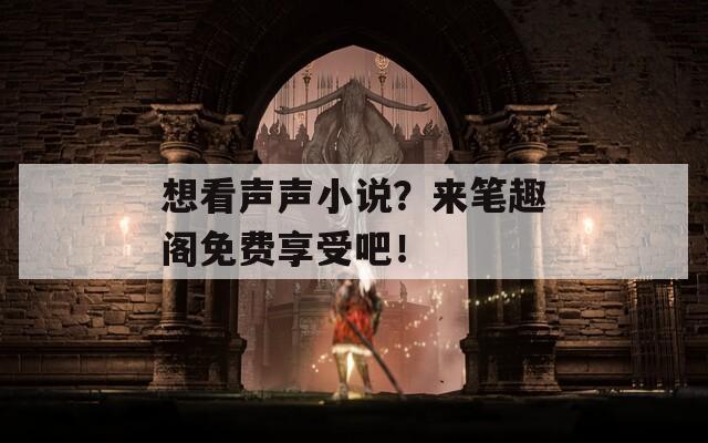 想看声声小说？来笔趣阁免费享受吧！  第1张
