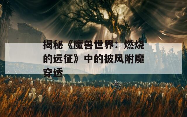 揭秘《魔兽世界：燃烧的远征》中的披风附魔穿透  第1张