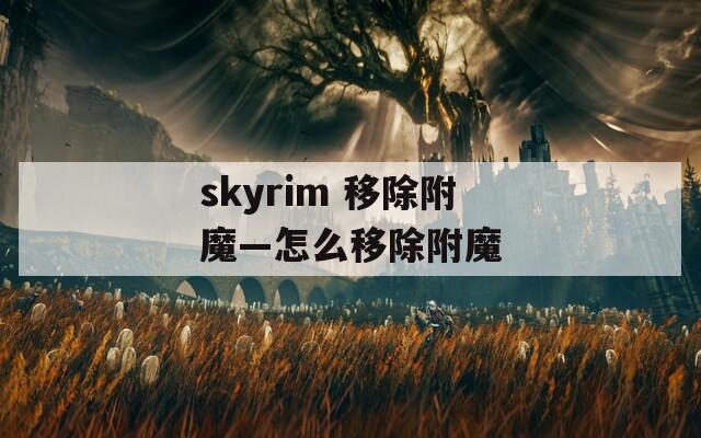 skyrim 移除附魔—怎么移除附魔