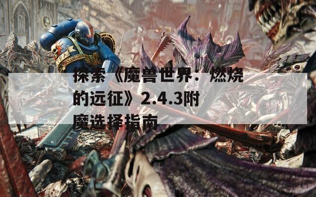 探索《魔兽世界：燃烧的远征》2.4.3附魔选择指南