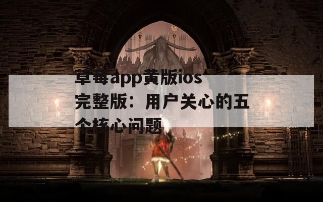 草莓app黄版ios完整版：用户关心的五个核心问题