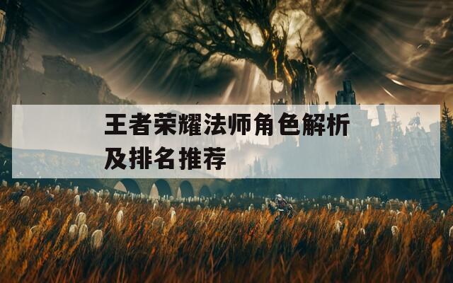 王者荣耀法师角色解析及排名推荐